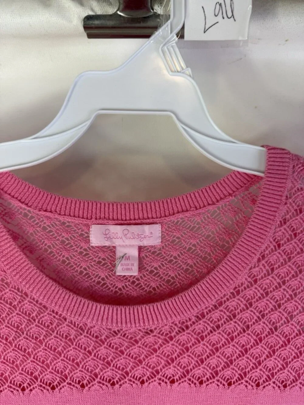 Lilly Pulitzer Sweater Cotton Lightweight Crochet Contrast - Picture 4 of 11